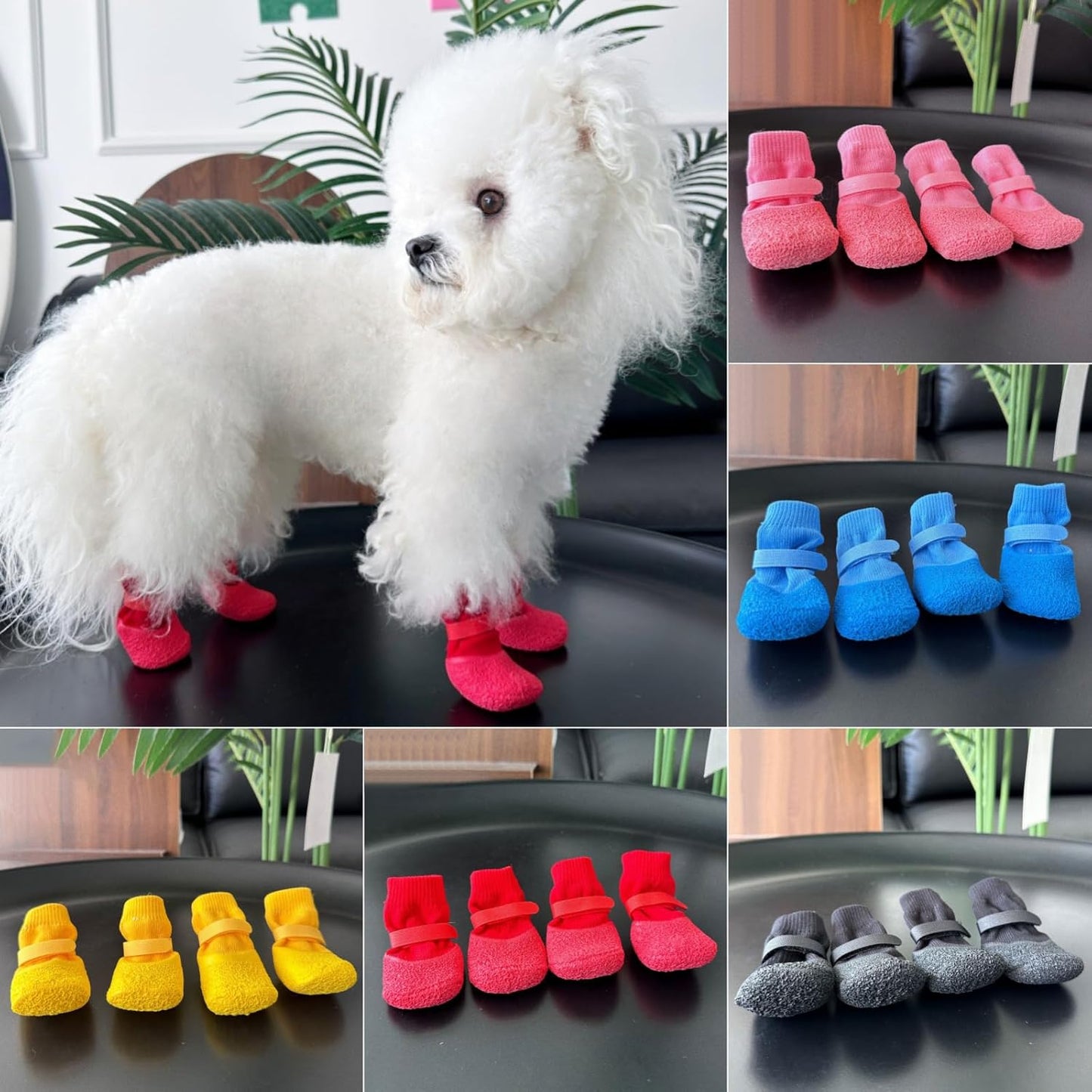 4 Pack Anti Slip Waterproof Adjustable Dog Socks Boots