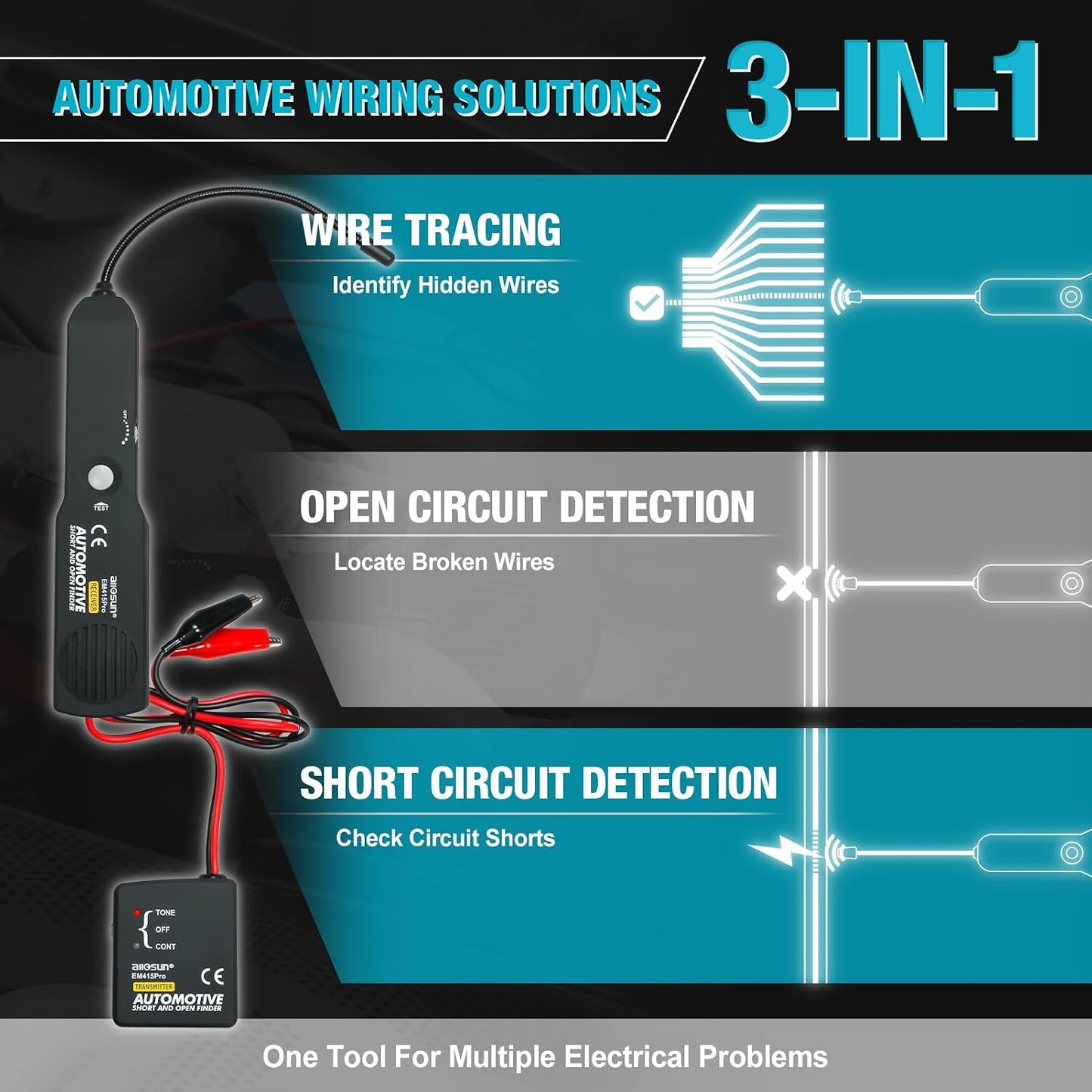 EM415Pro Automotive Circuit Tracer, DC 6-42V Wire Tracker Tool