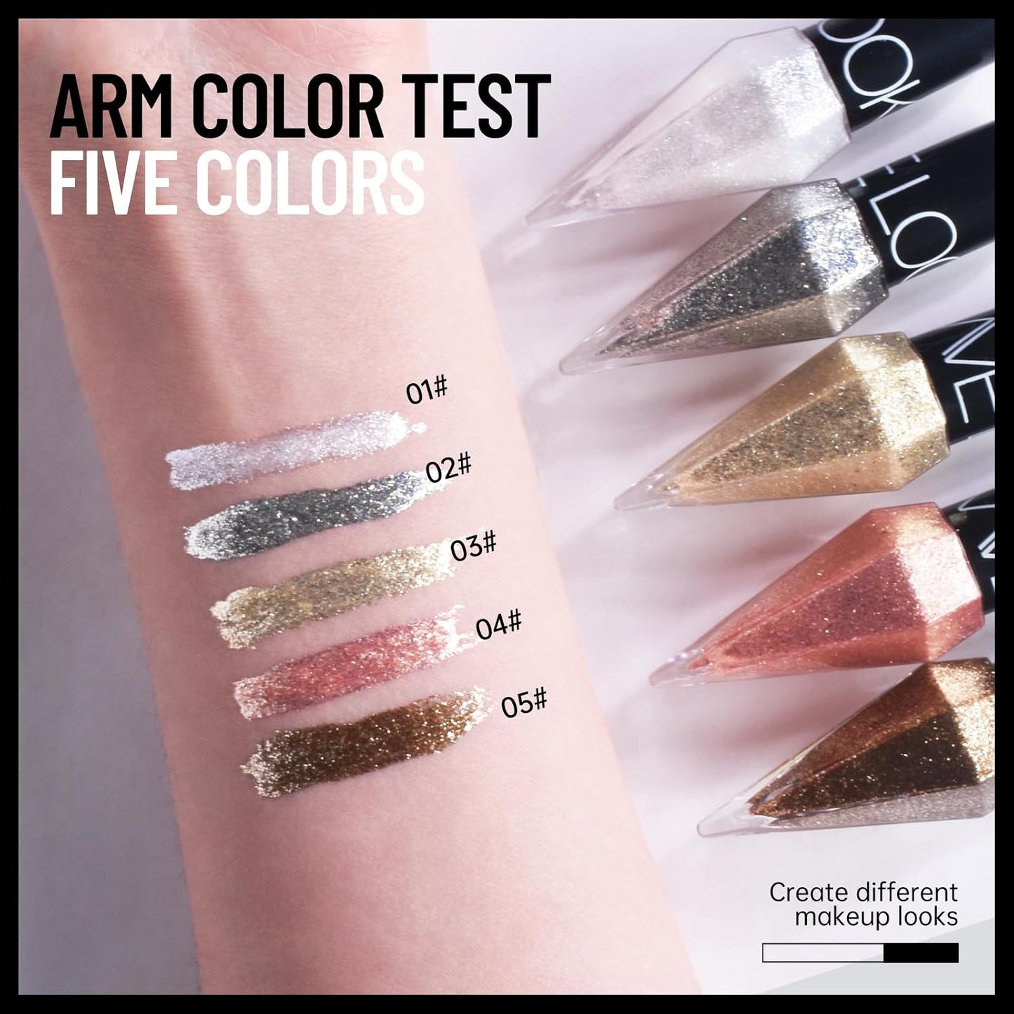 Glitter Liquid Eyeliner Colorful Set - 5 Colors Metallic Shimmer