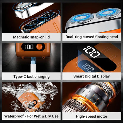 Portable Mini Electric Waterproof Shaver with USB-C Fast Charging
