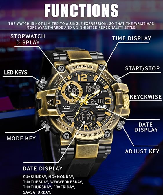 Men's LED Digital Waterproof Sports 5ATM Shockproof Watch
