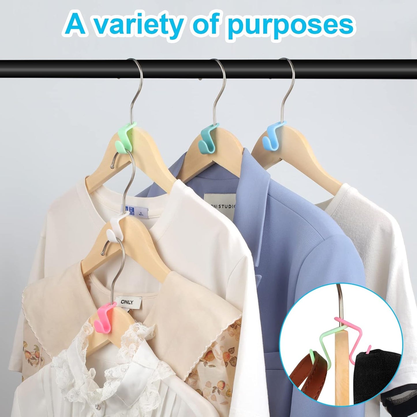 50 PCS Space Saving Hanger - Clothes Connector Hooks, Stacking Space Saver