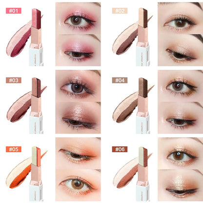6PCS Glitter Eye-shadow Stick Set, Two-Tone Shimmer Gradient Shadow