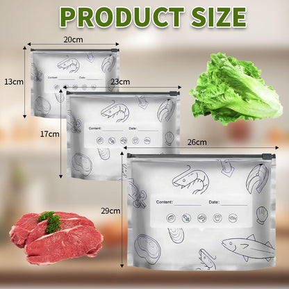 Reusable Aluminum Foil Sealable Storage Bags with Zipper For Meat Fruit