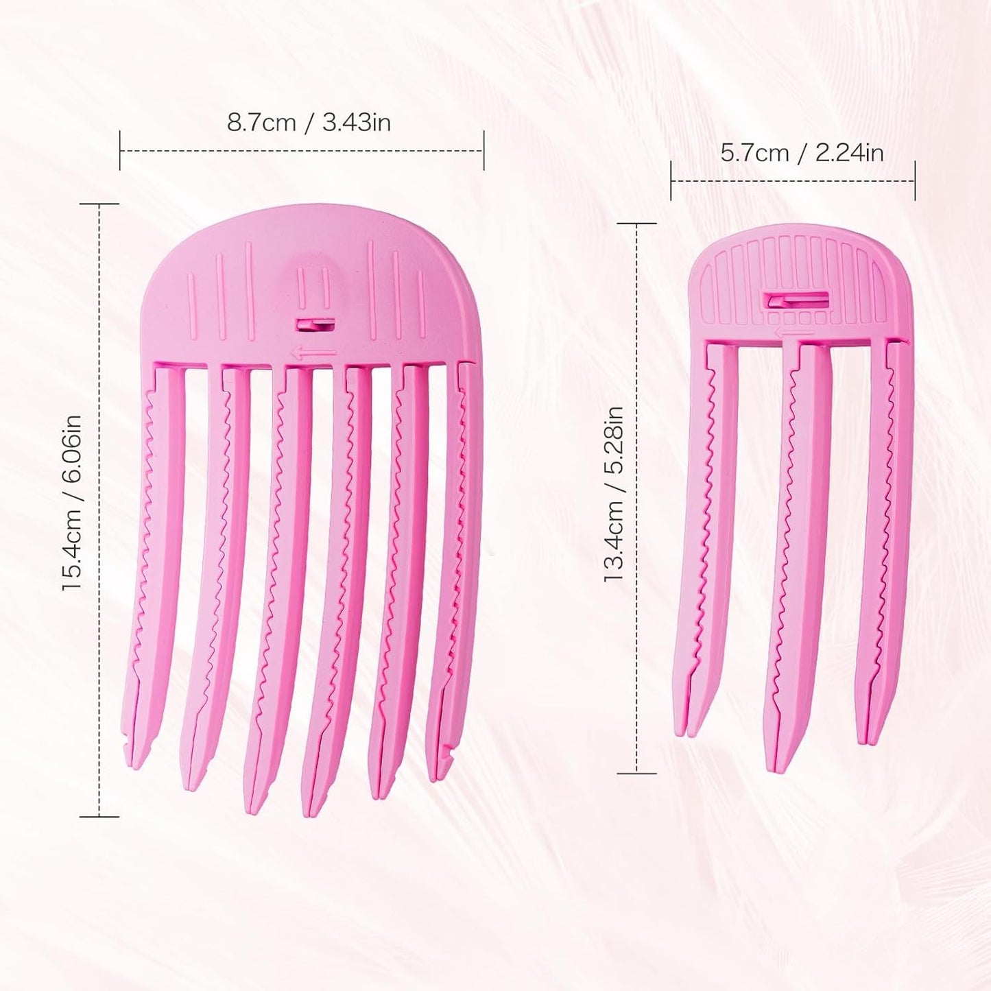 Hot Pink 2 Pack Wind Shaping Styling Comb for Volume & Heatless Curls