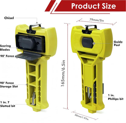 Door Latch Mortise Tool, Professional Precision Scoring and Chiseling Kit for Square and Round Latch Installation