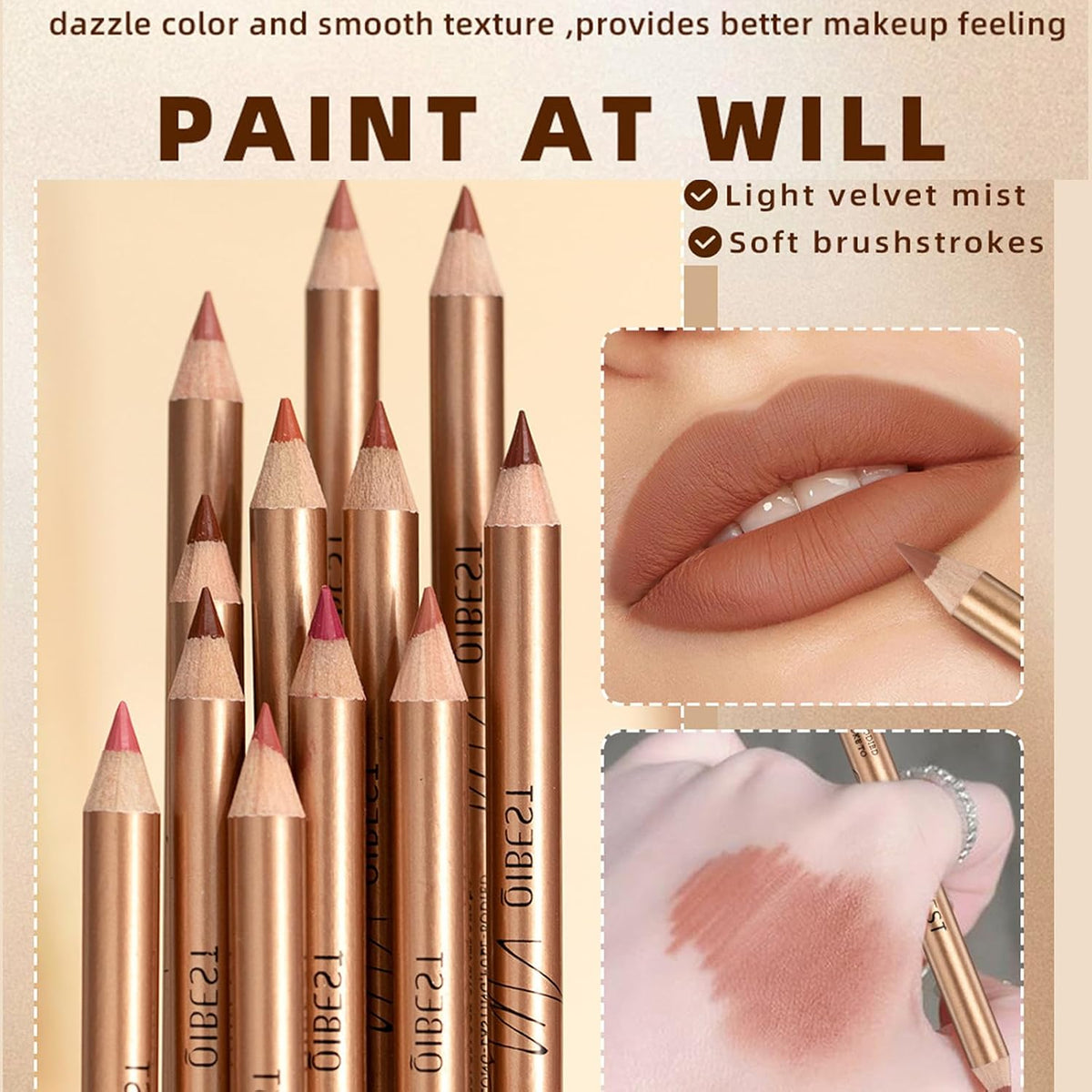 QIBEST 12 Pcs Matte Lip Liner Set