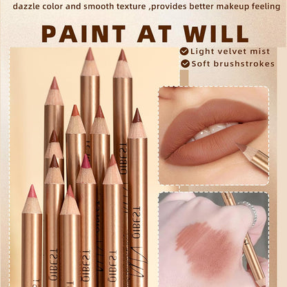 QIBEST 12 Pcs Matte Lip Liner Set
