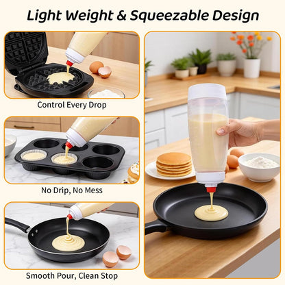 Pancake Batter Dispenser Bottle,1000ml Large Squeeze Bottles