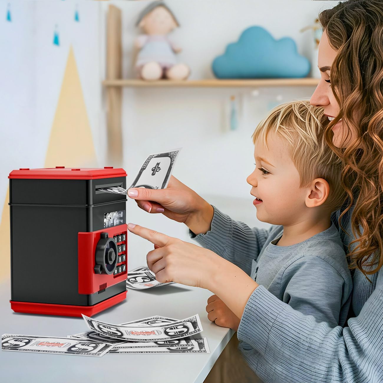 Refasy Piggy Bank Cash Coin Can ATM Bank Electronic Coin Money Bank