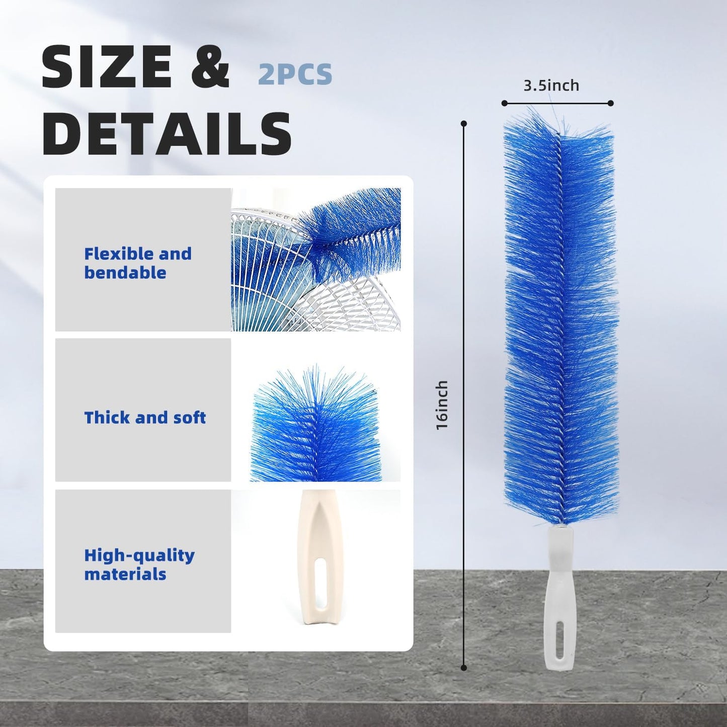 2-Pack Fan/Air Conditioner Vent Gap Cleaning Brush