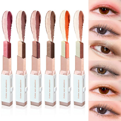 6PCS Glitter Eye-shadow Stick Set, Two-Tone Shimmer Gradient Shadow