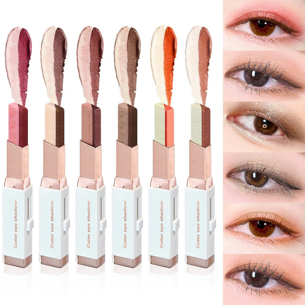 6PCS Glitter Eye-shadow Stick Set, Two-Tone Shimmer Gradient Shadow