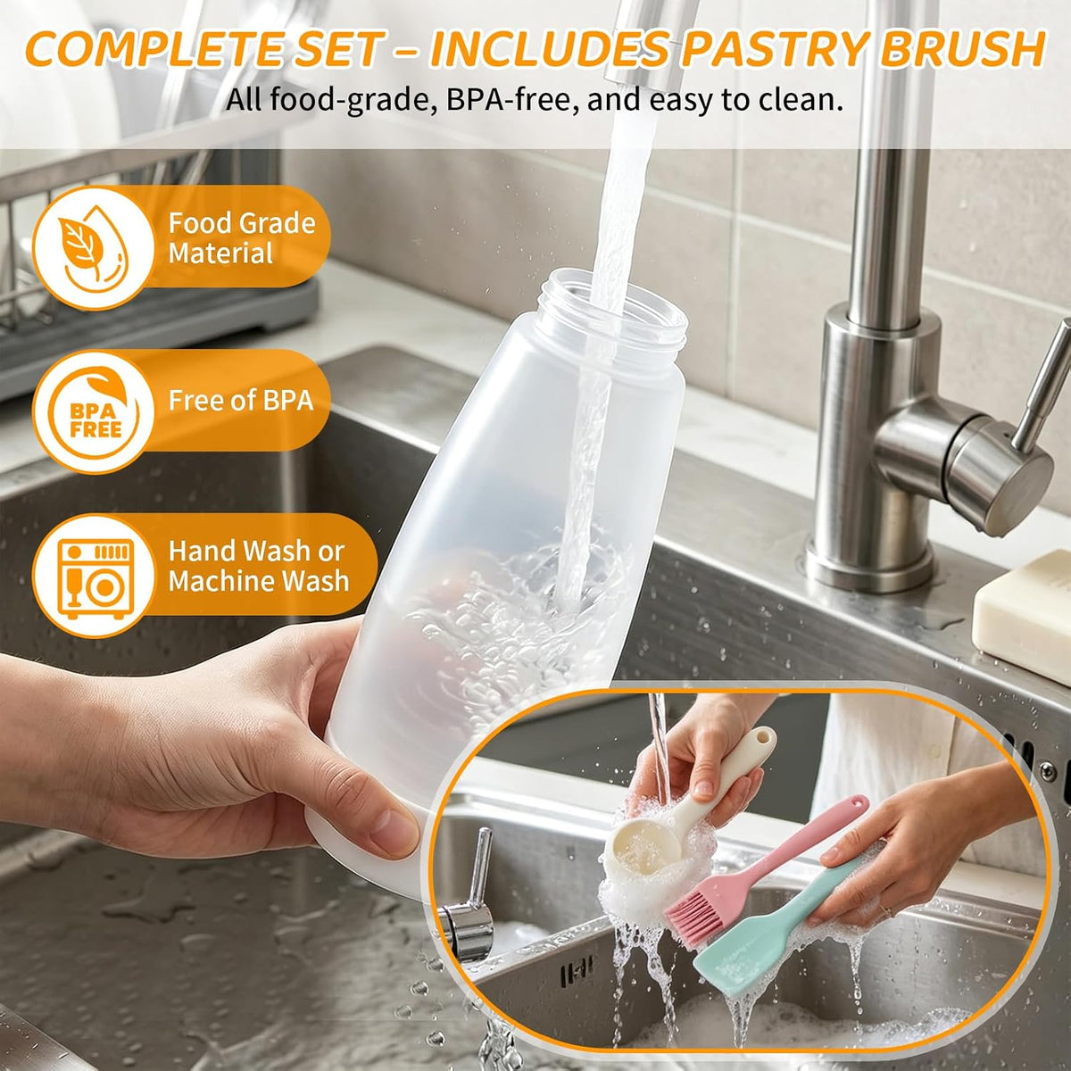 Pancake Batter Dispenser Bottle,1000ml Large Squeeze Bottles