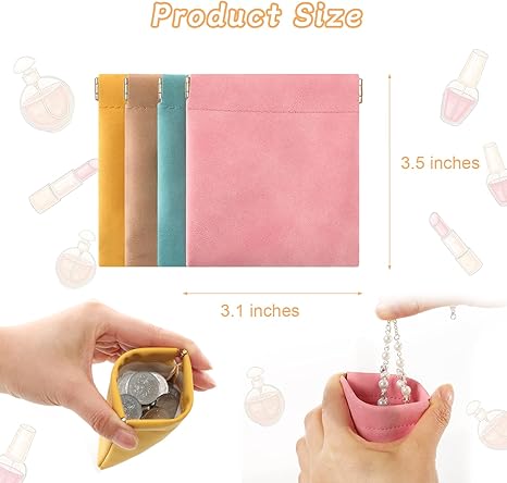 4 Pack Snap Closure Leather Organizer Pouch Coin Purse