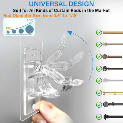 6-Pack Multipurpose Nail-Free Stick on Curtain Rod Hooks Hangers