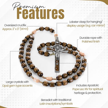 Classic Wooden Rosary Beads ,Handmade Catholic Rosary for Men and Women