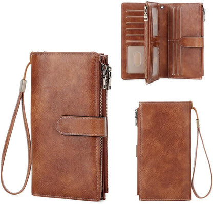 Leather Wallets for Women with RFID Blocking Credit Card Holder Large Capacity