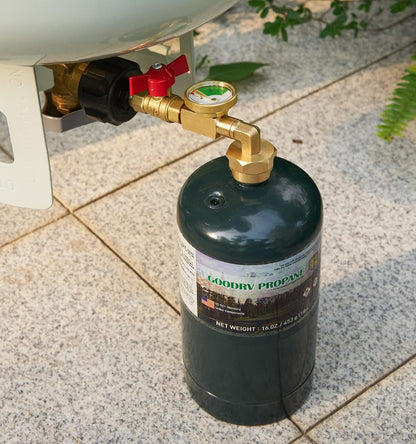Propane Refill Adapter with Valve and Gauge | Fill 1lb Bottles from 20lb Tank