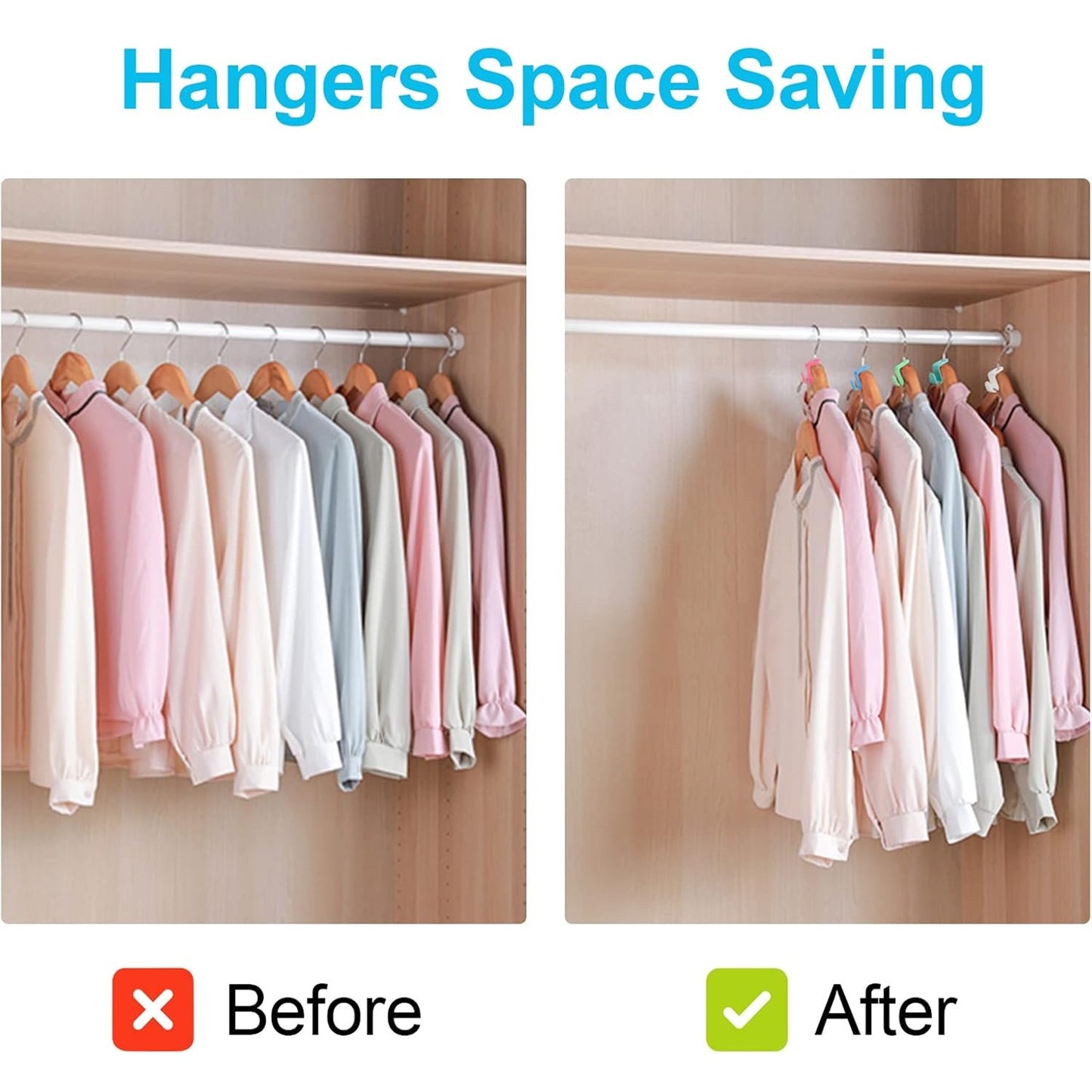50 PCS Space Saving Hanger - Clothes Connector Hooks, Stacking Space Saver