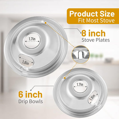 4-Piece Drip Pans Set - Compatible with GE Stoves