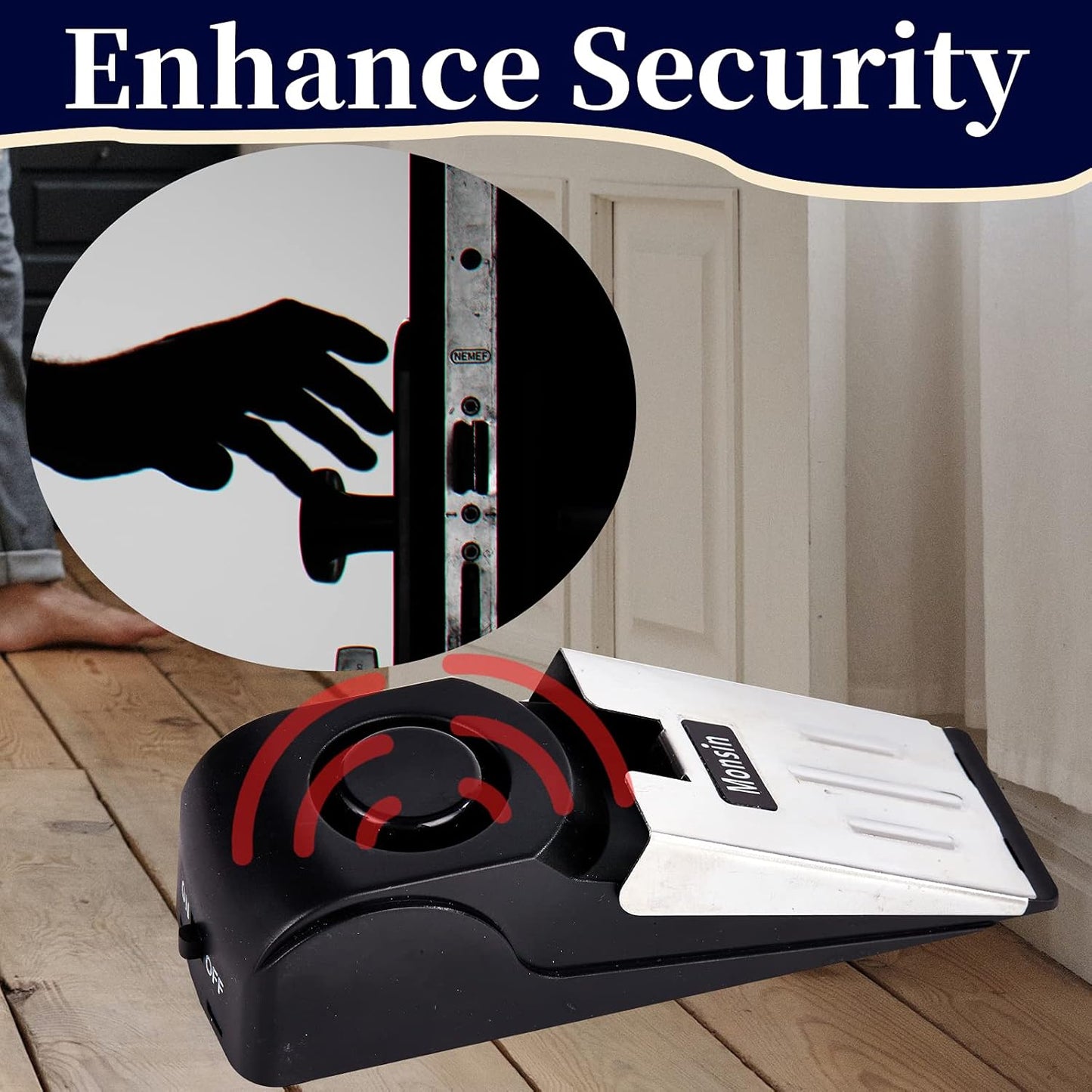 Door Stop Alarm with 120DB Siren for Home & Travel