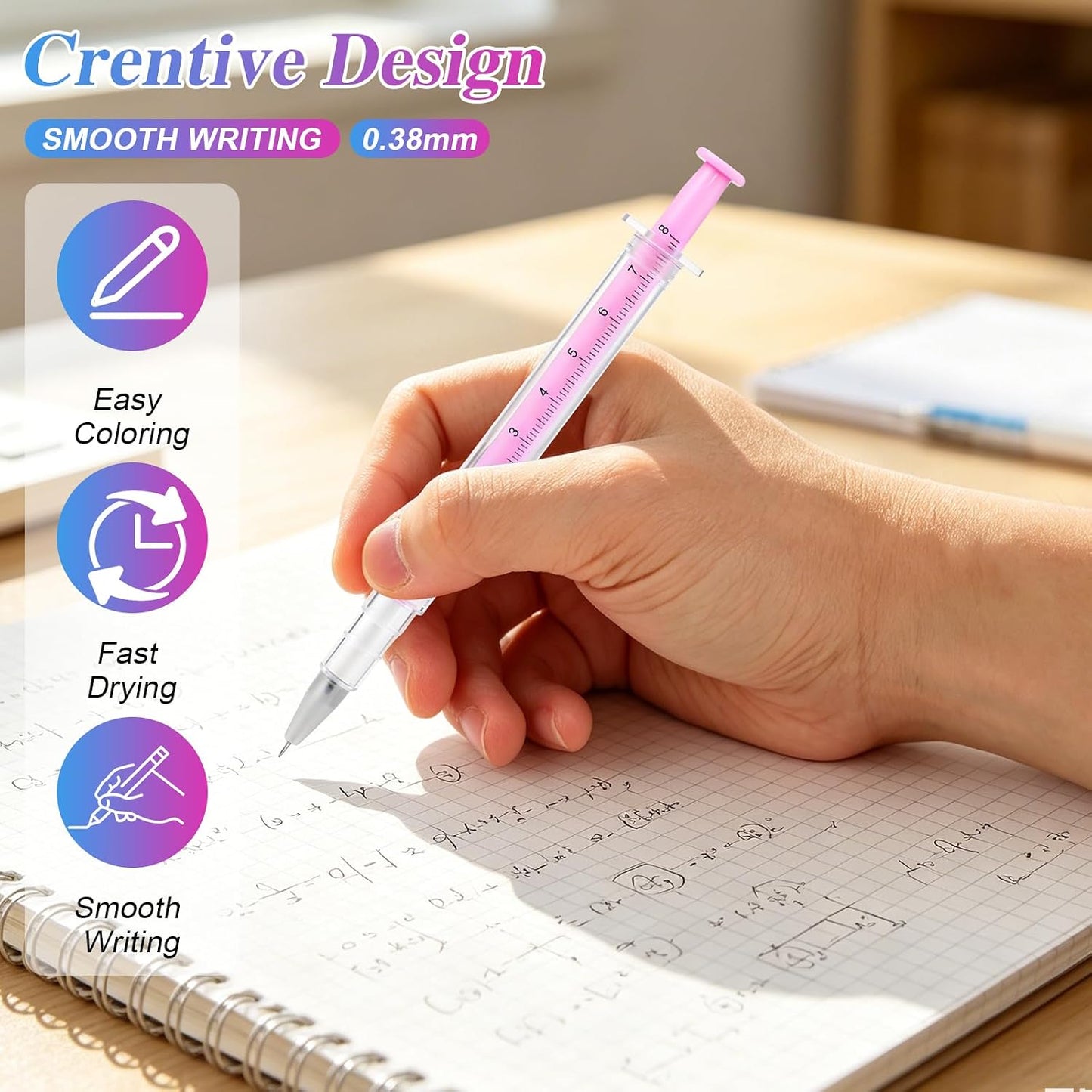 6Pcs Creative Syringe Shaped Gel Ink Pens Unique Gift for Nurse Appreciation Week