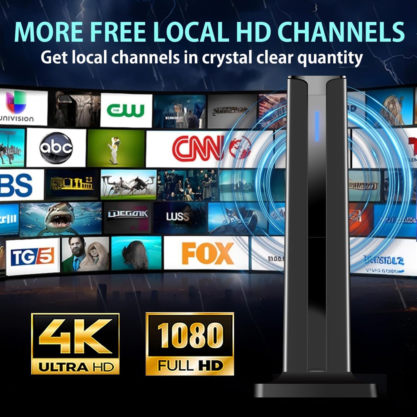Digital TV Antenna for Smart TV Indoor with 360° Long Range Reception