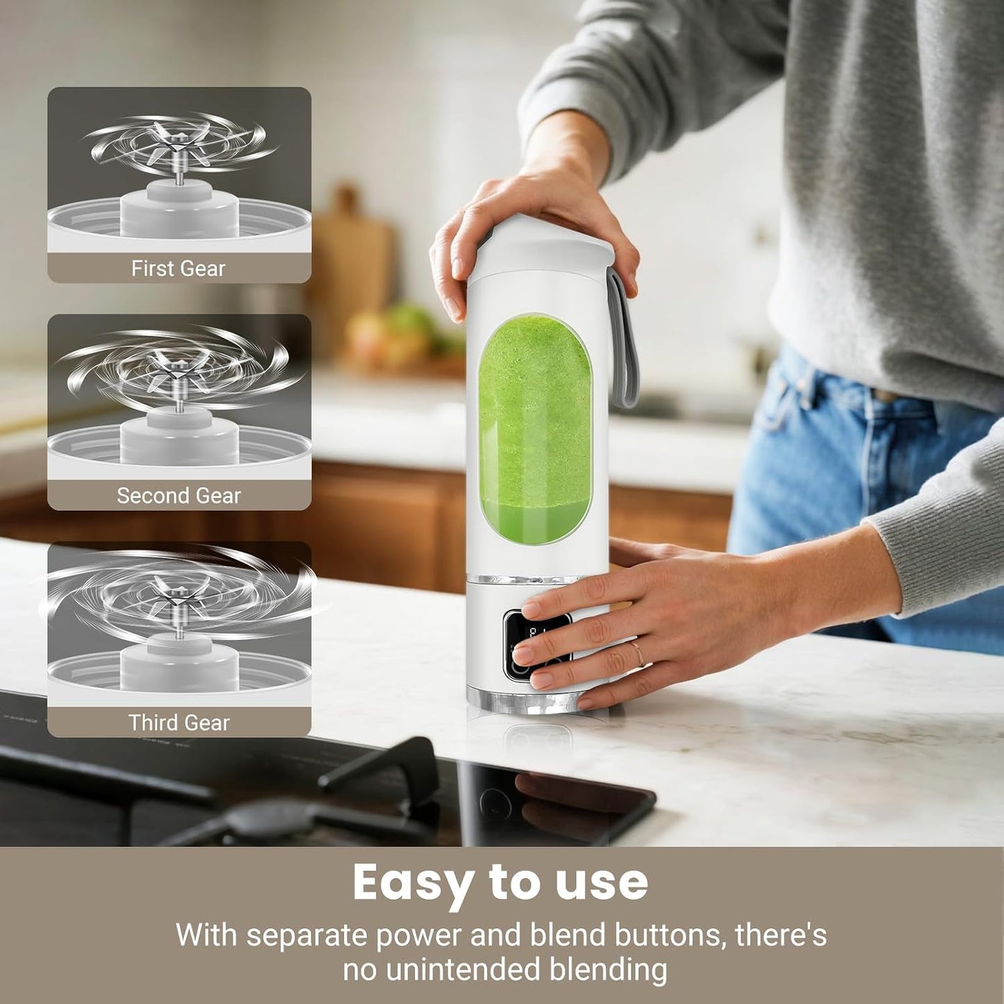 Portable 500ML Blenders for Smoothies with LED Display USB-C Rechargeable