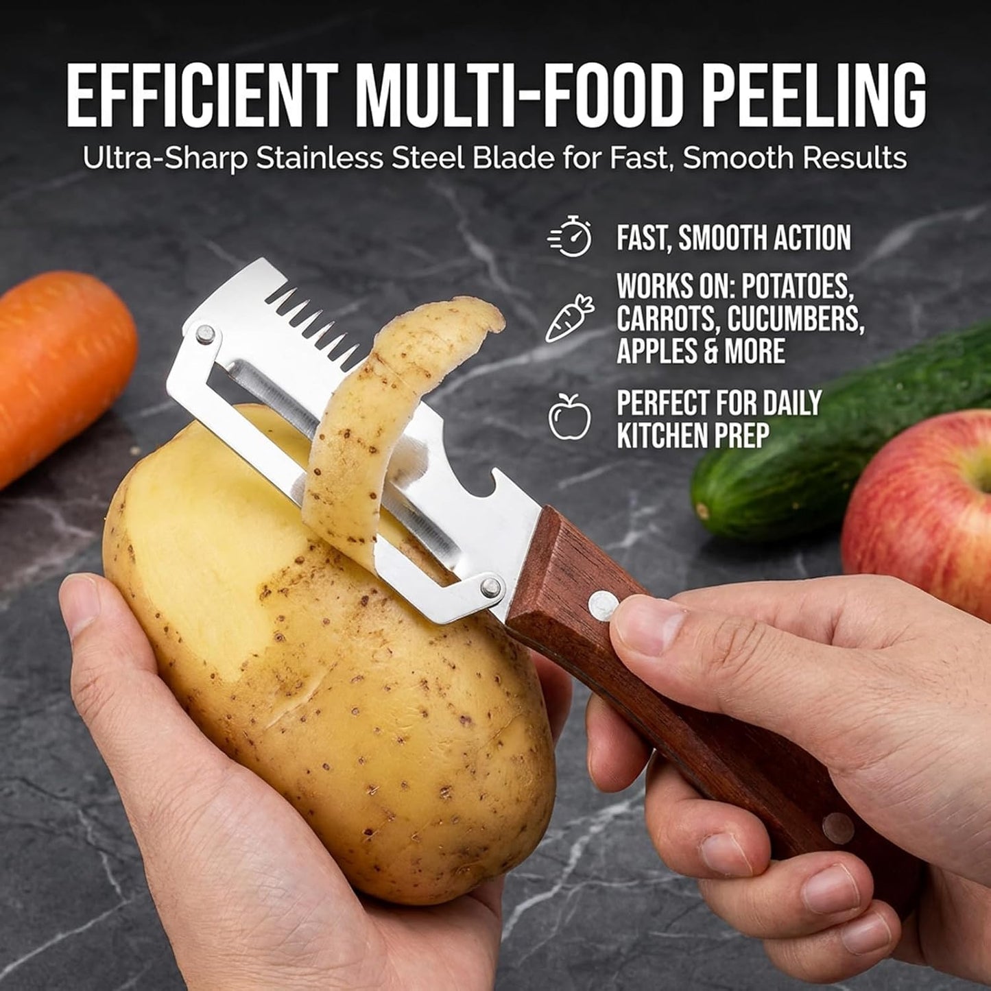 Wooden Handle Multifunctional Kitchen Vegetable Peeler