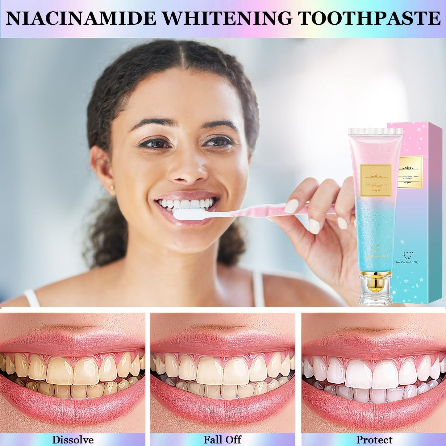 Niacinamide Whitening Toothpaste,Deep Stain Removal, Improves Gum Health