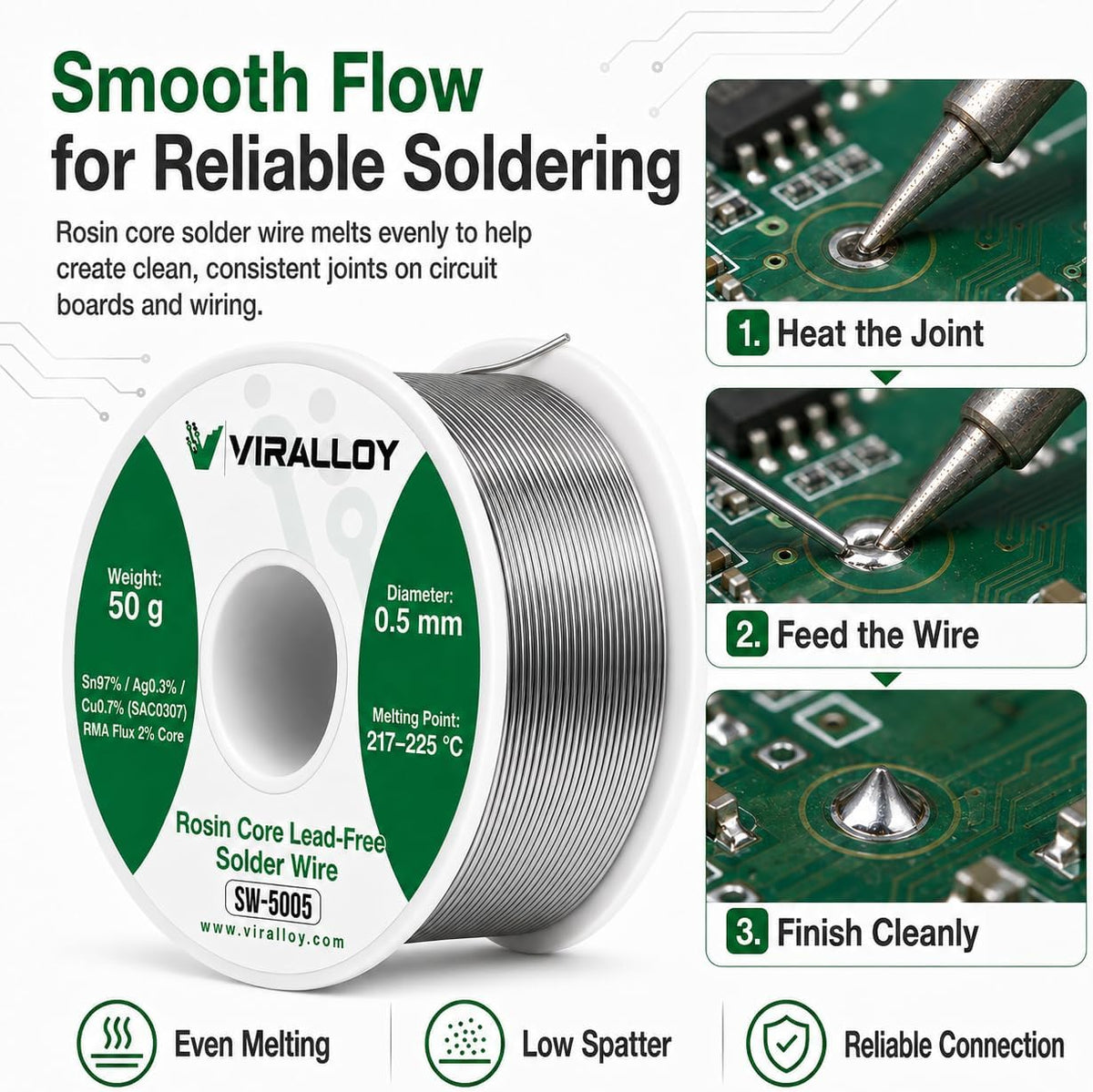 Lead Free Solder Wire, Rosin Core Solder for Electronics