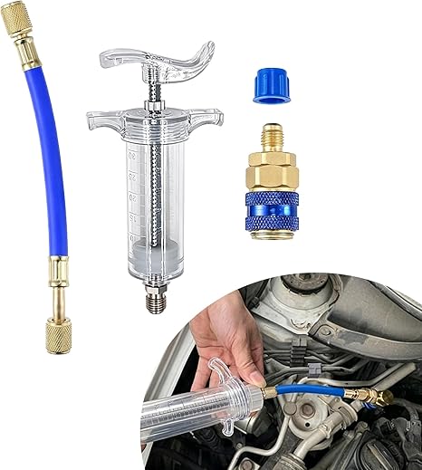 Hand Push Compressor Manual AC Oil Dye Injector with Quick Coupler
