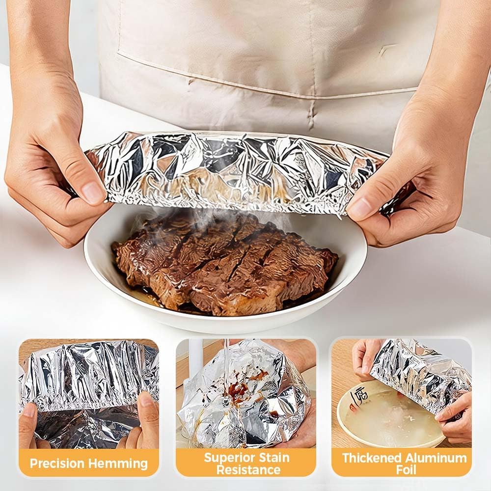 30Pcs Reusable Aluminum Foil Food Covers Thickened Heat-Resistant Material