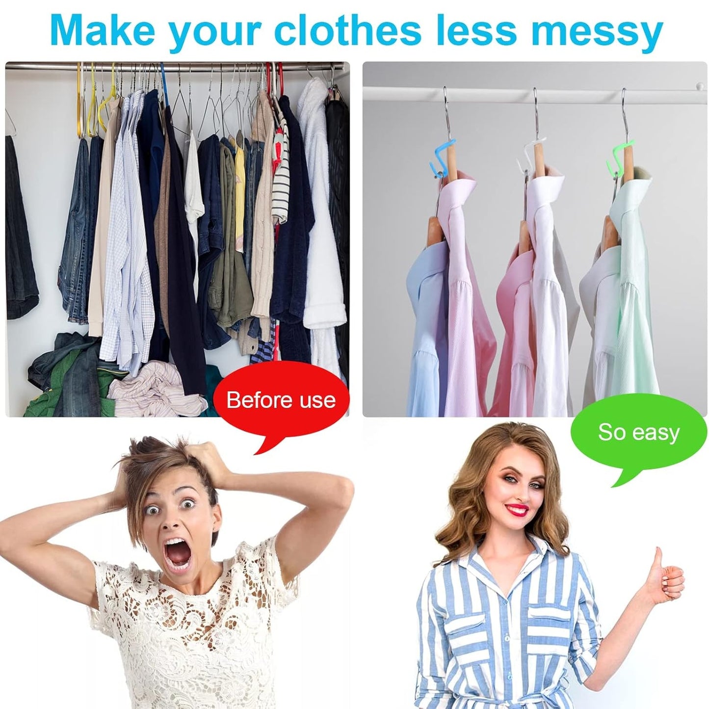 50 PCS Space Saving Hanger - Clothes Connector Hooks, Stacking Space Saver