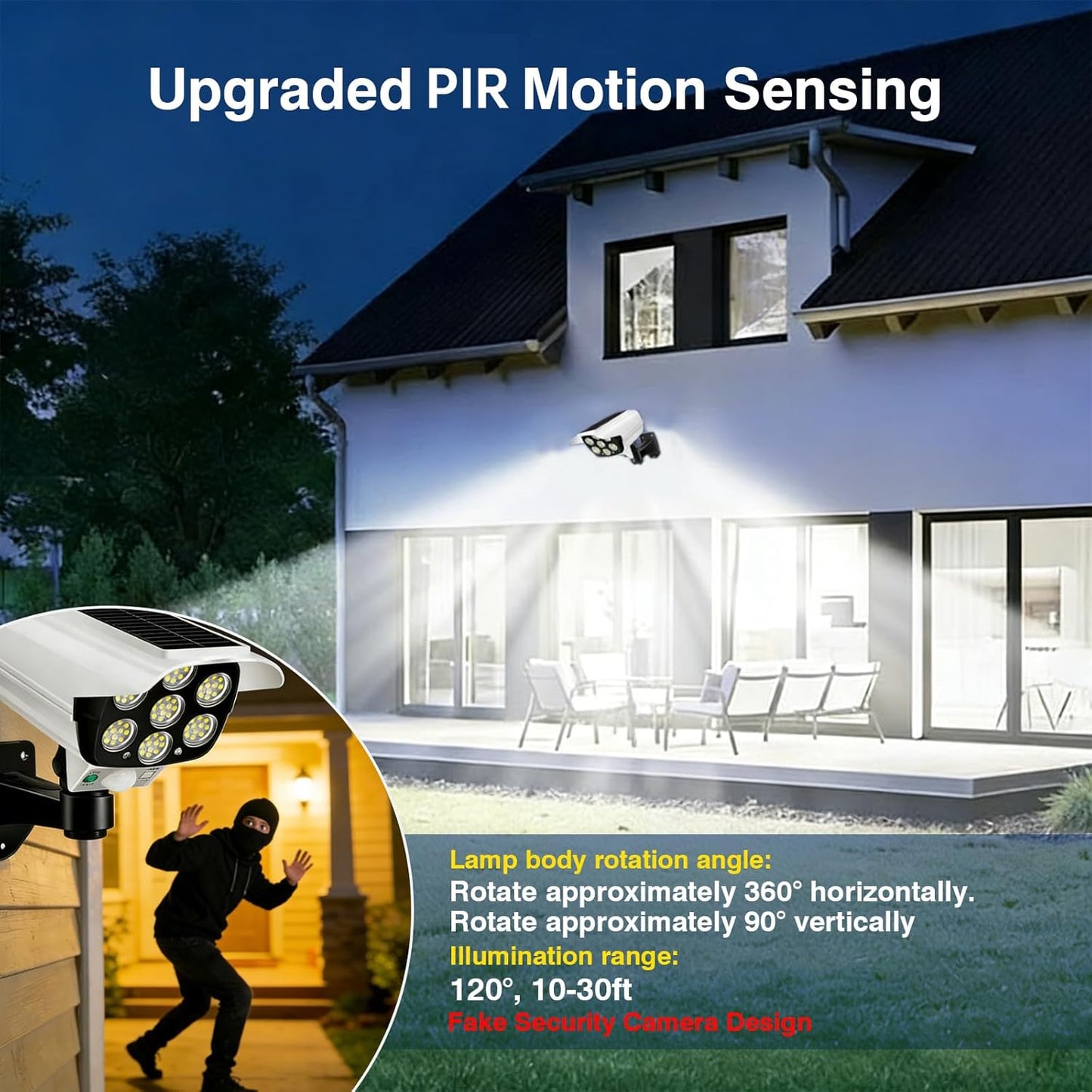 Solar Security Waterproof Motion Sensor Wall Lights with Remote