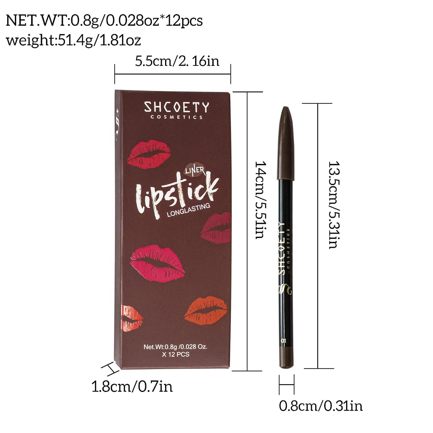 12pcs Nude Natural Smooth Lip Line Pencil Set