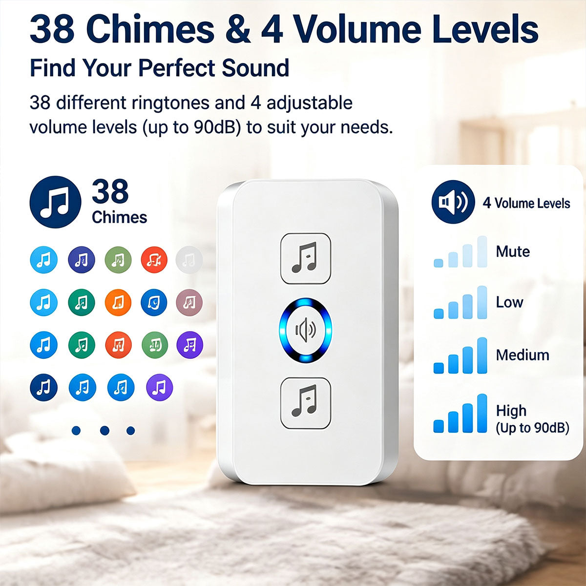 Wireless Doorbell for Home 1 Receiver 1 Button