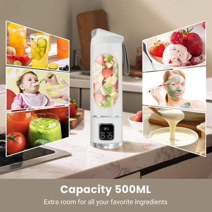 Portable 500ML Blenders for Smoothies with LED Display USB-C Rechargeable