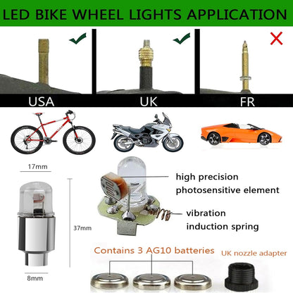 8 Pack LED Valve Stem Caps Lights for Car Tires Wheel
