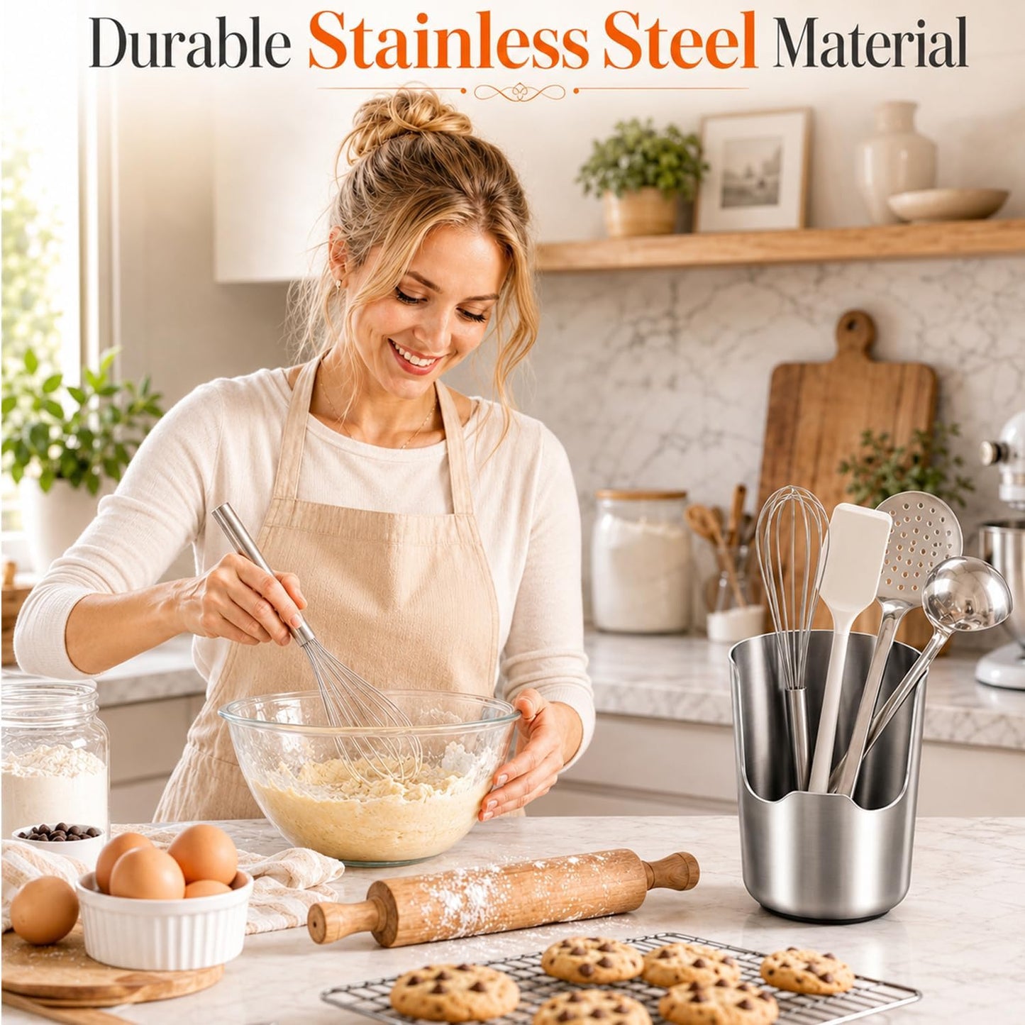 Multi-Functional Stainless Steel Kitchen Utensil Holder