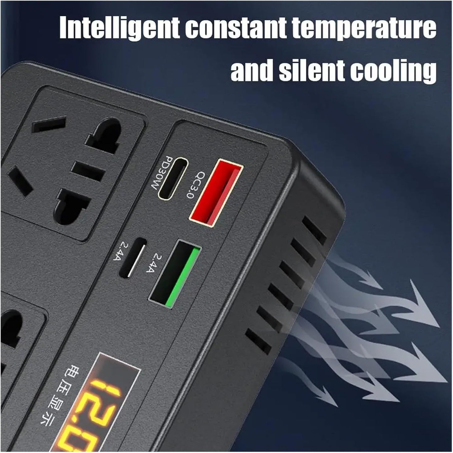 Portable Car Power Inverter 12V/24V to 220V with Digital Display