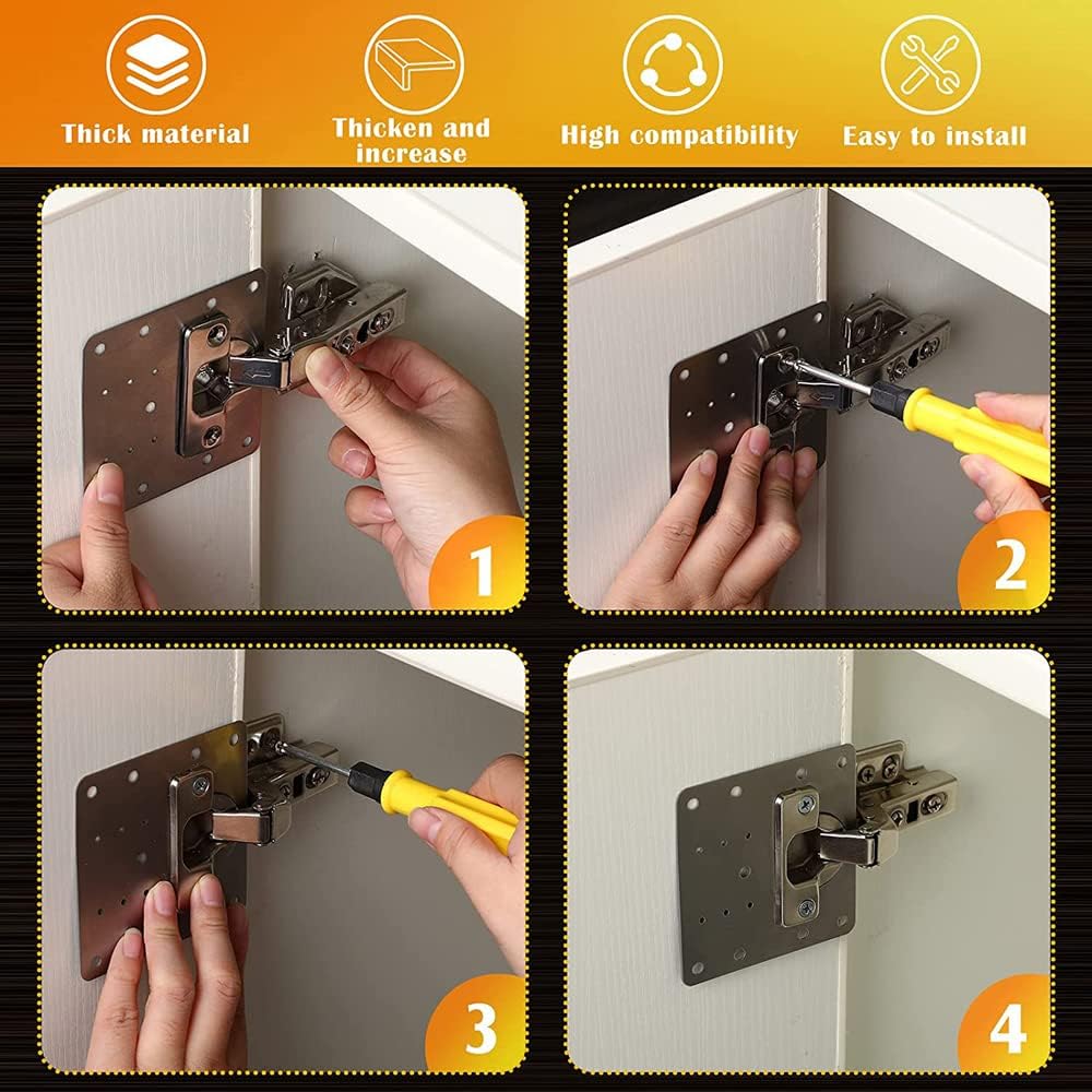 6 Sets Hinge Repair Plate Kitchen Cabinet Door Hinge Installation Plate