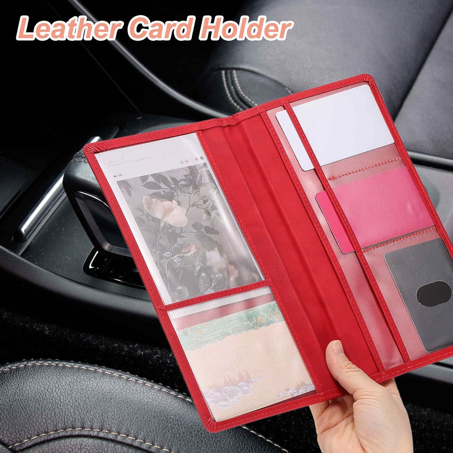 Leather Car Registration and Insurance Holder Glove Box Organizer