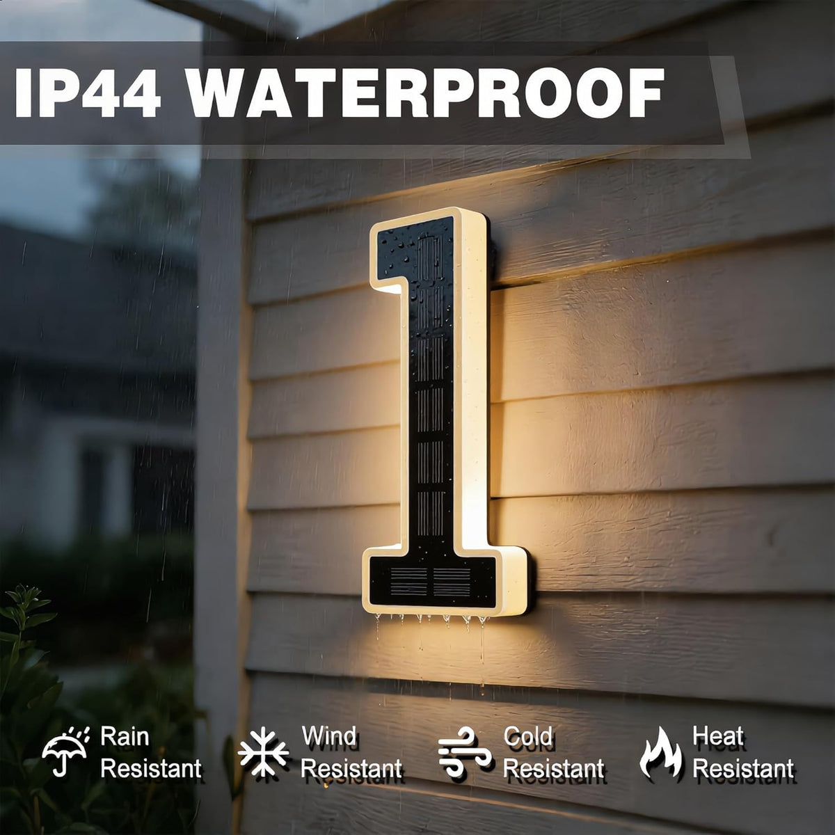 6.7 Inch Solar Lighted House Numbers for Outside, LED Backlit Light