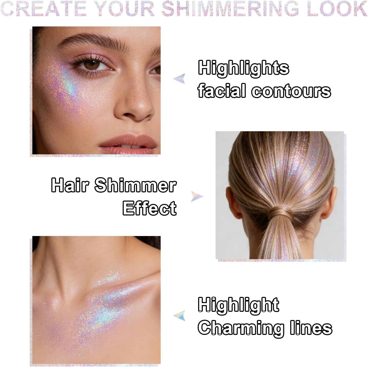 Fine Body Shimmer Powder & Hair Sparkle Highlighter Makeup