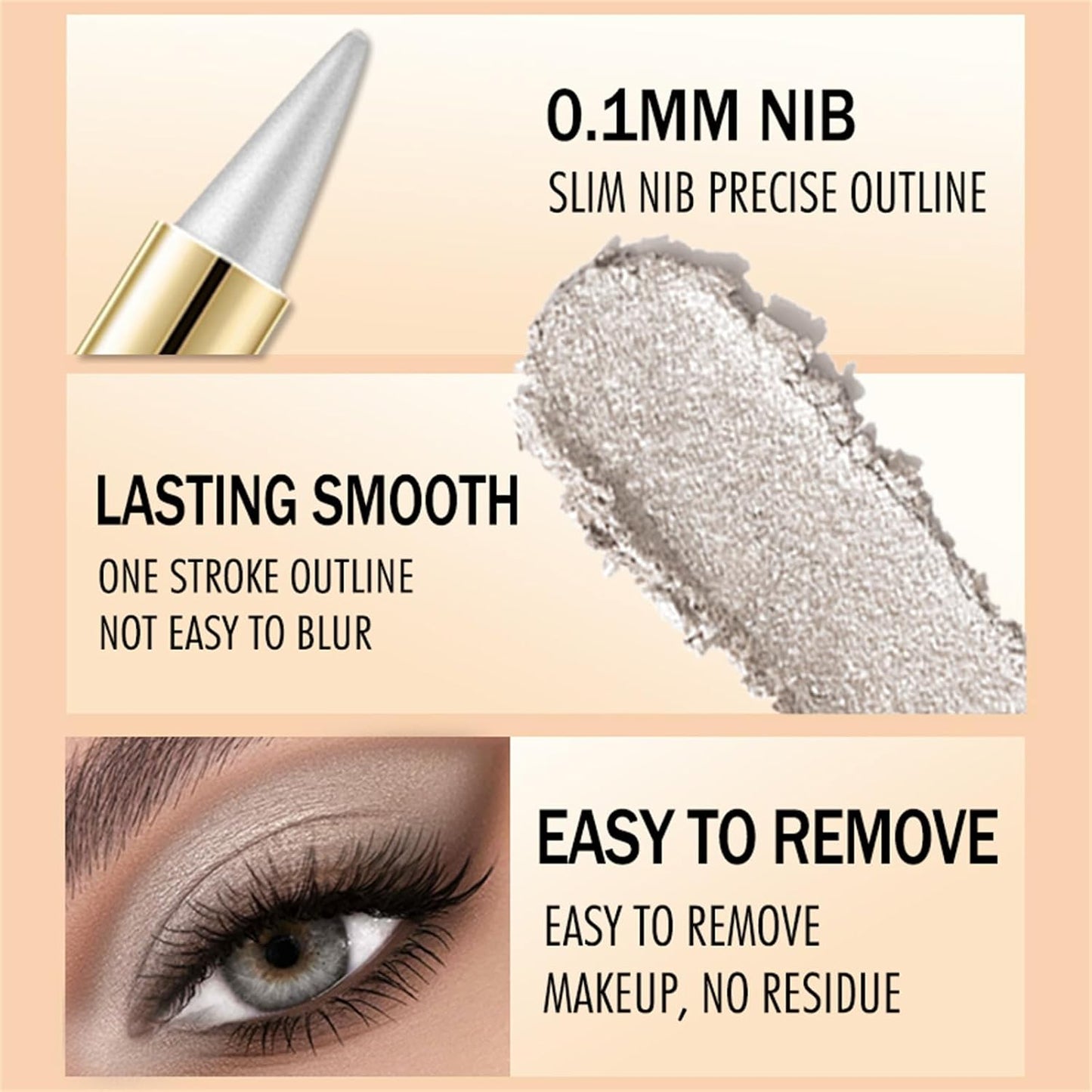 4Pcs Black Silver Grey Brown Gel Eyeliner Pencil Set