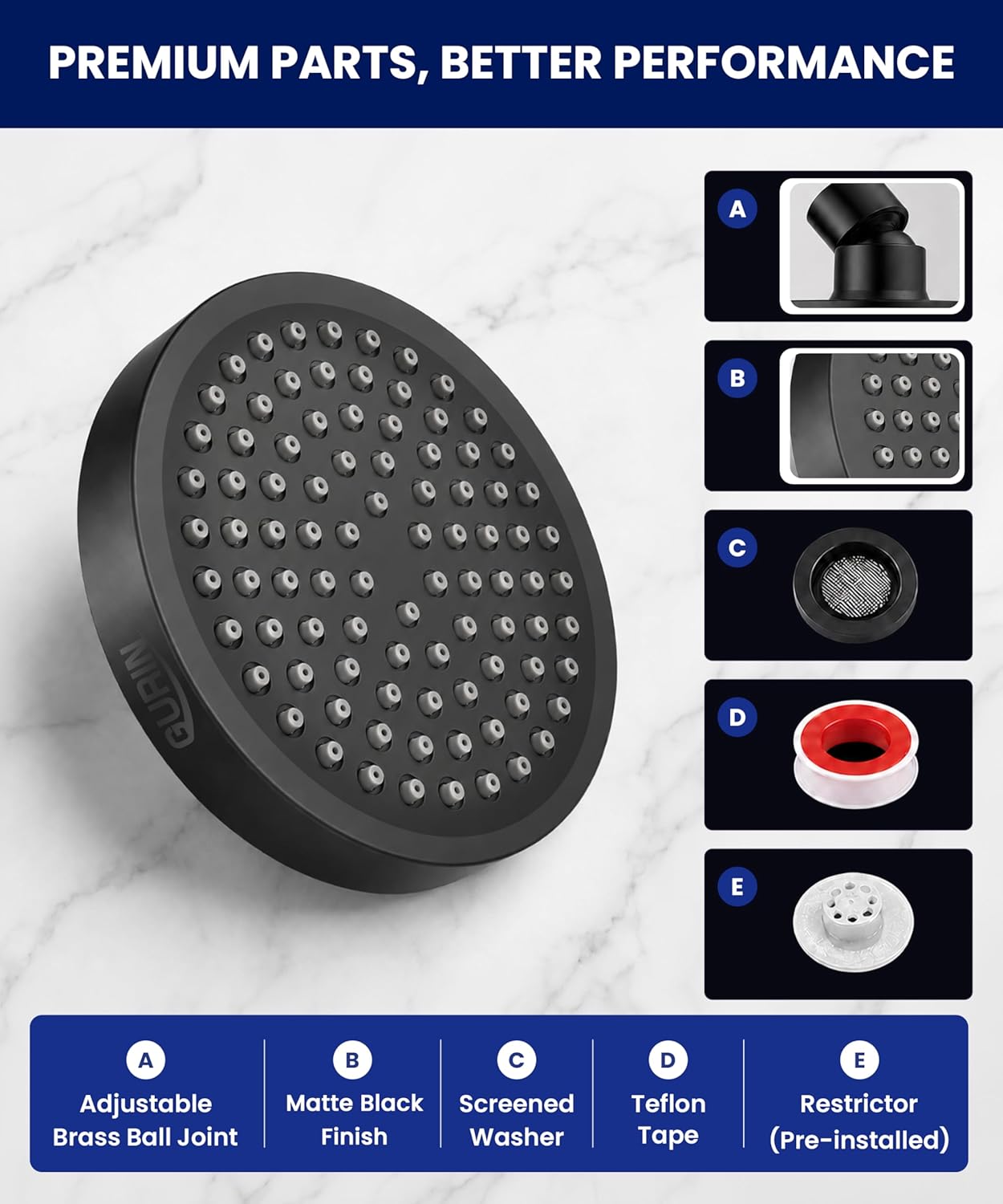 4 Inch Powerful High Pressure Anti-Clog Shower Head