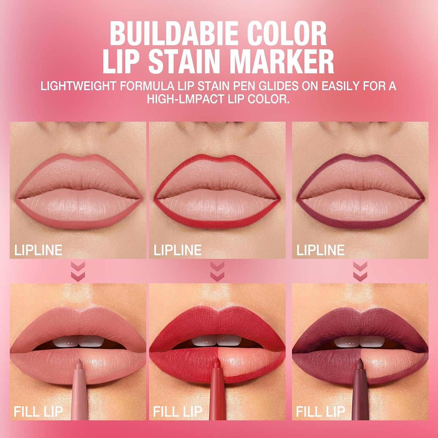 12 Colors Sculpting Matte Velvet Lip Liner Set, Smooth Creamy Texture,Waterproof And High Pigmented