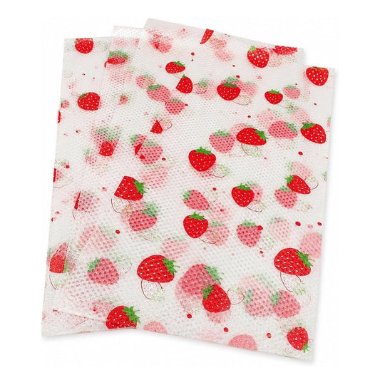 4pcs Strawberry Printed Cuttable Fridge Pad for Kitchen Storage
